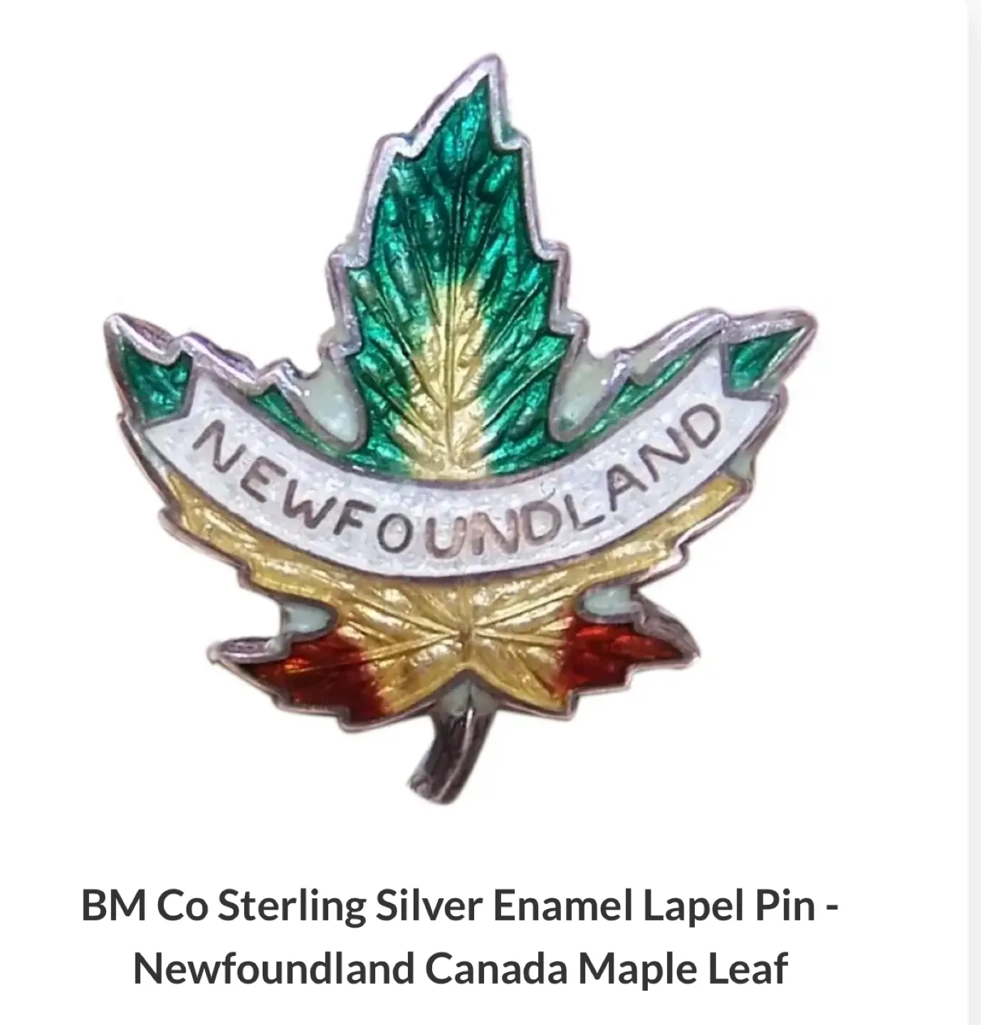Vintage BM Co Sterling Silver Newfoundland Maple Leaf Pin image indicator(6)