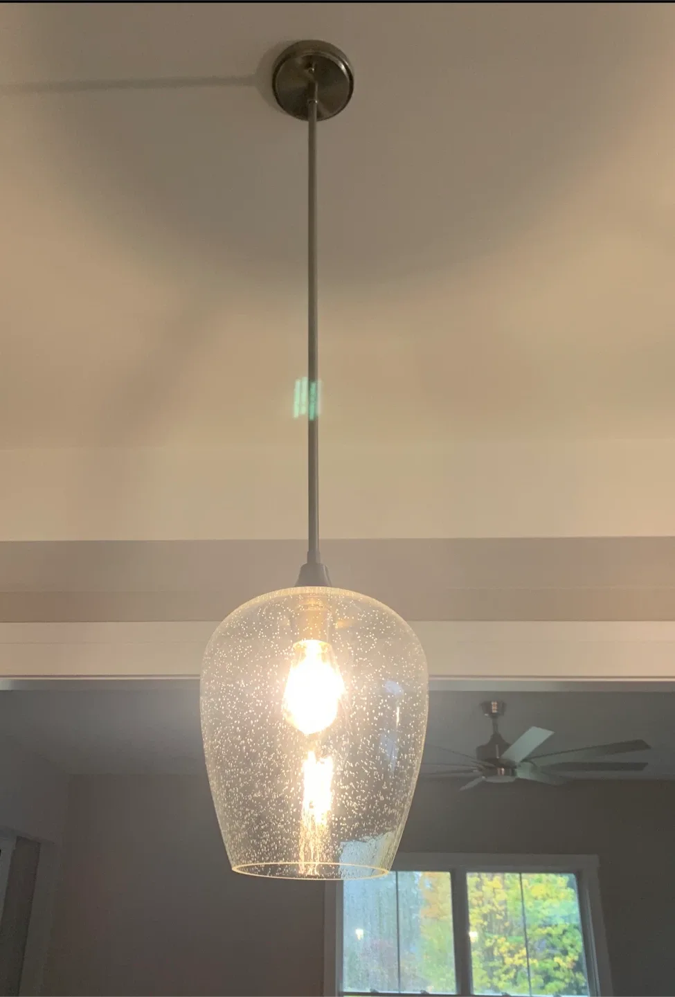 Set of 2 - Pendant Light with Seeded Glass Shade