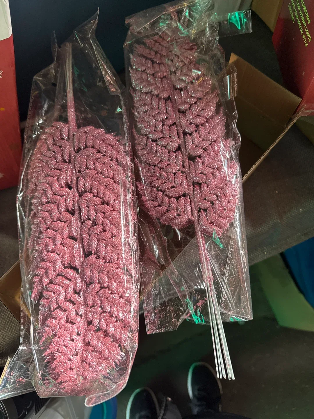 Rose Gold Glitter Fern Christmas Decor image indicator(2)