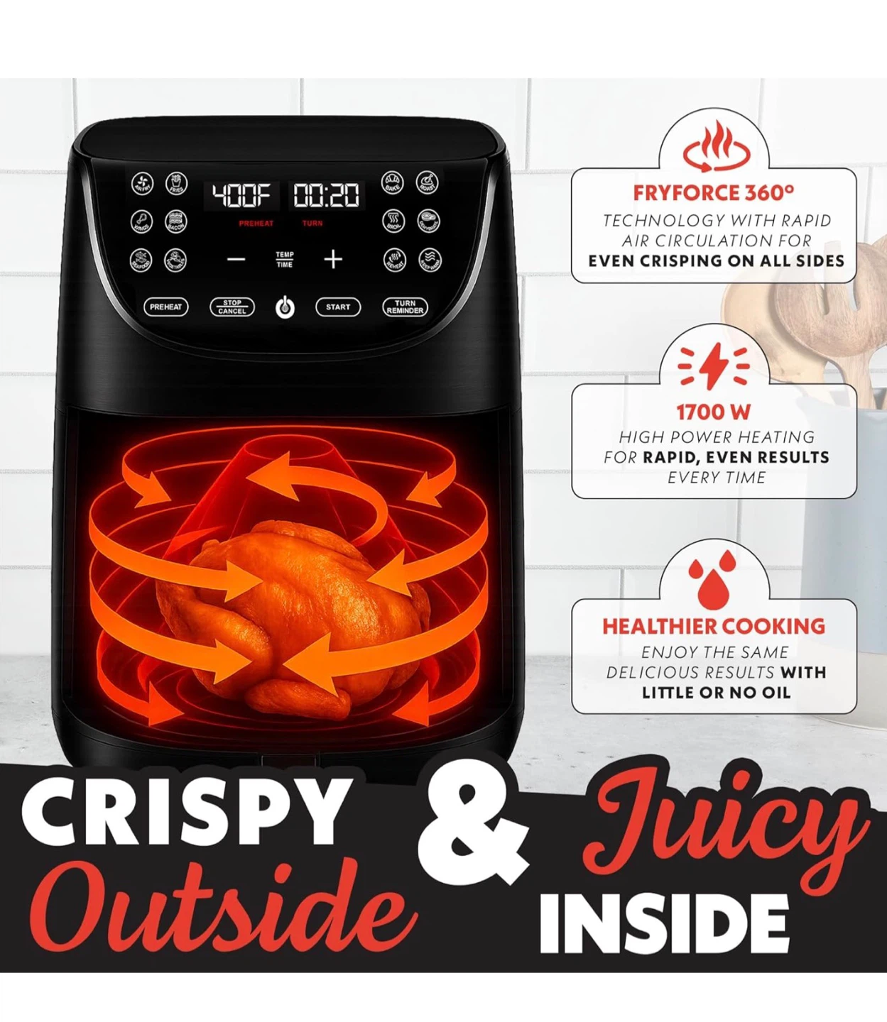 Gourmia 7-Qt Digital Air Fryer - Black - photo 3
