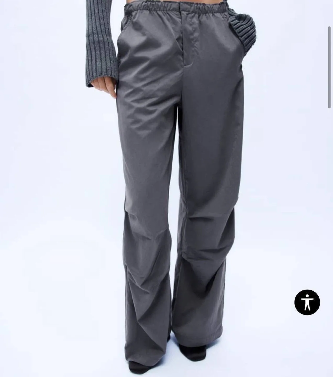 Nylon blend grey trousers Zara XL-XXL thumbnail