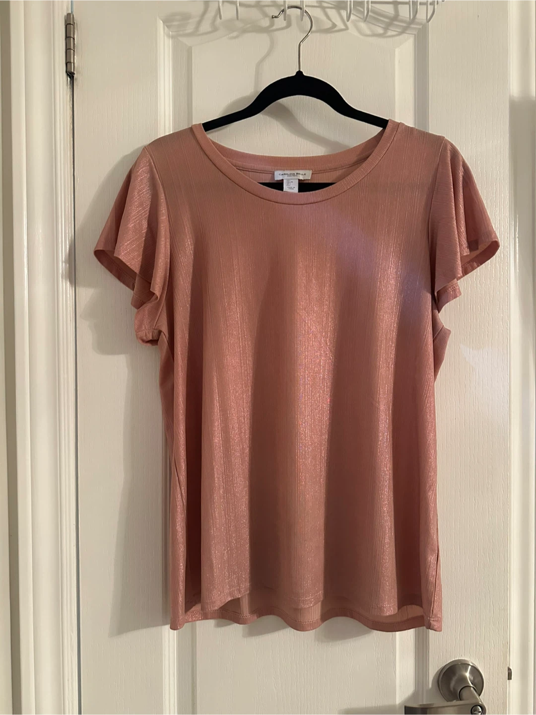 Caroline Rose Pink Flutter Sleeve Top
