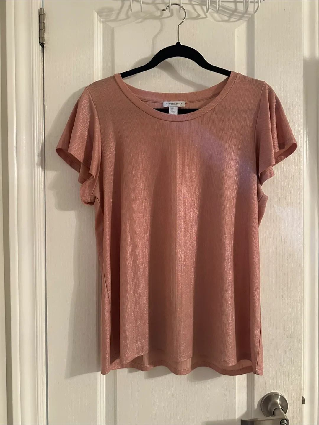 Caroline Rose Pink Flutter Sleeve Top