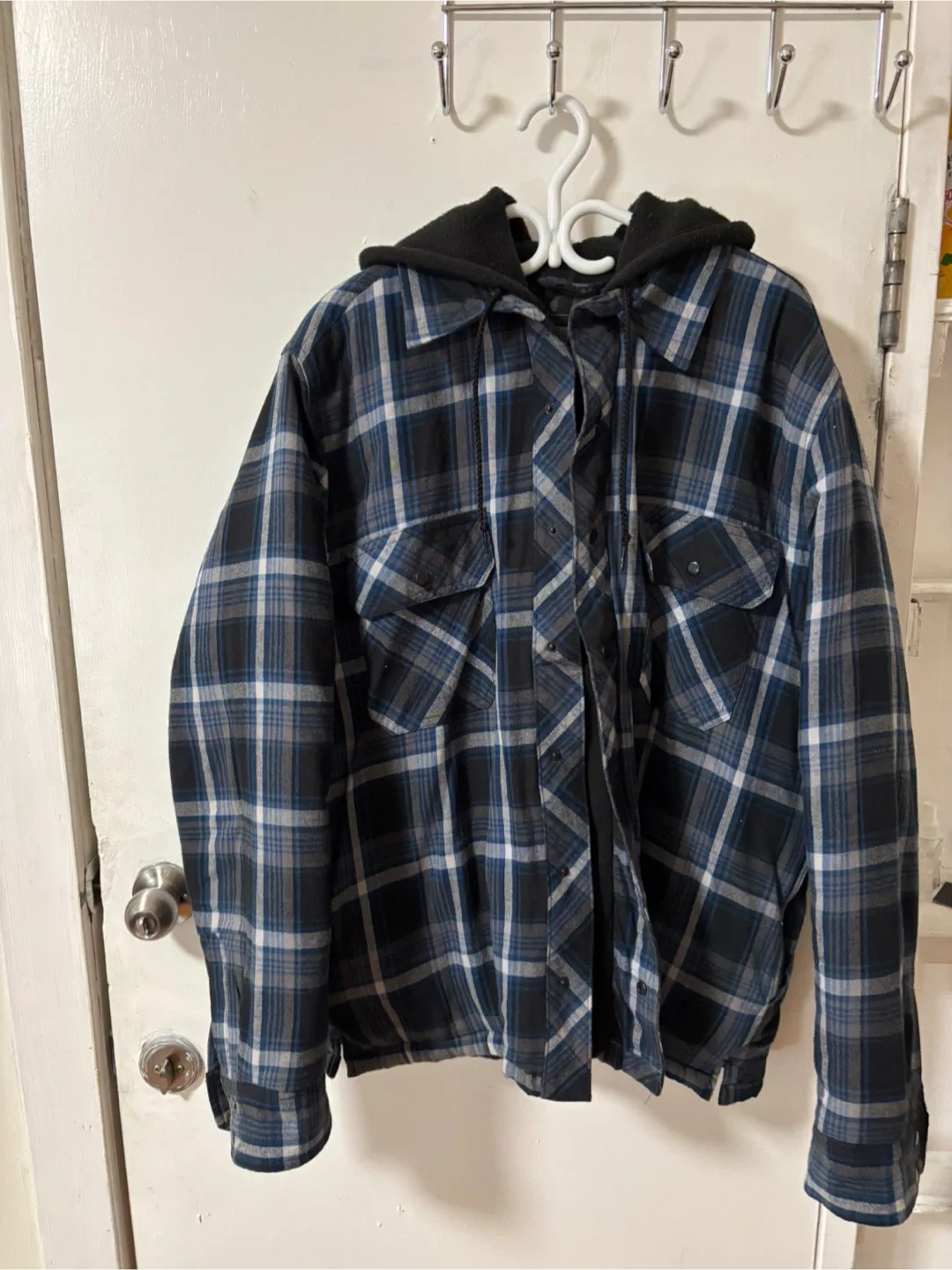 Hooded Plaid Flannel Jacket