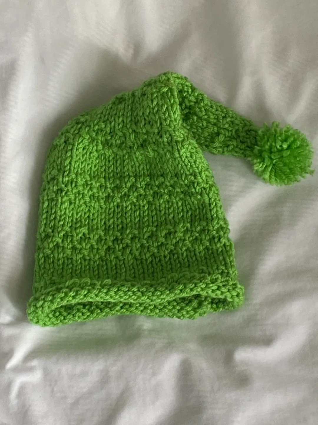 Hand-Knitted Green Baby Hat