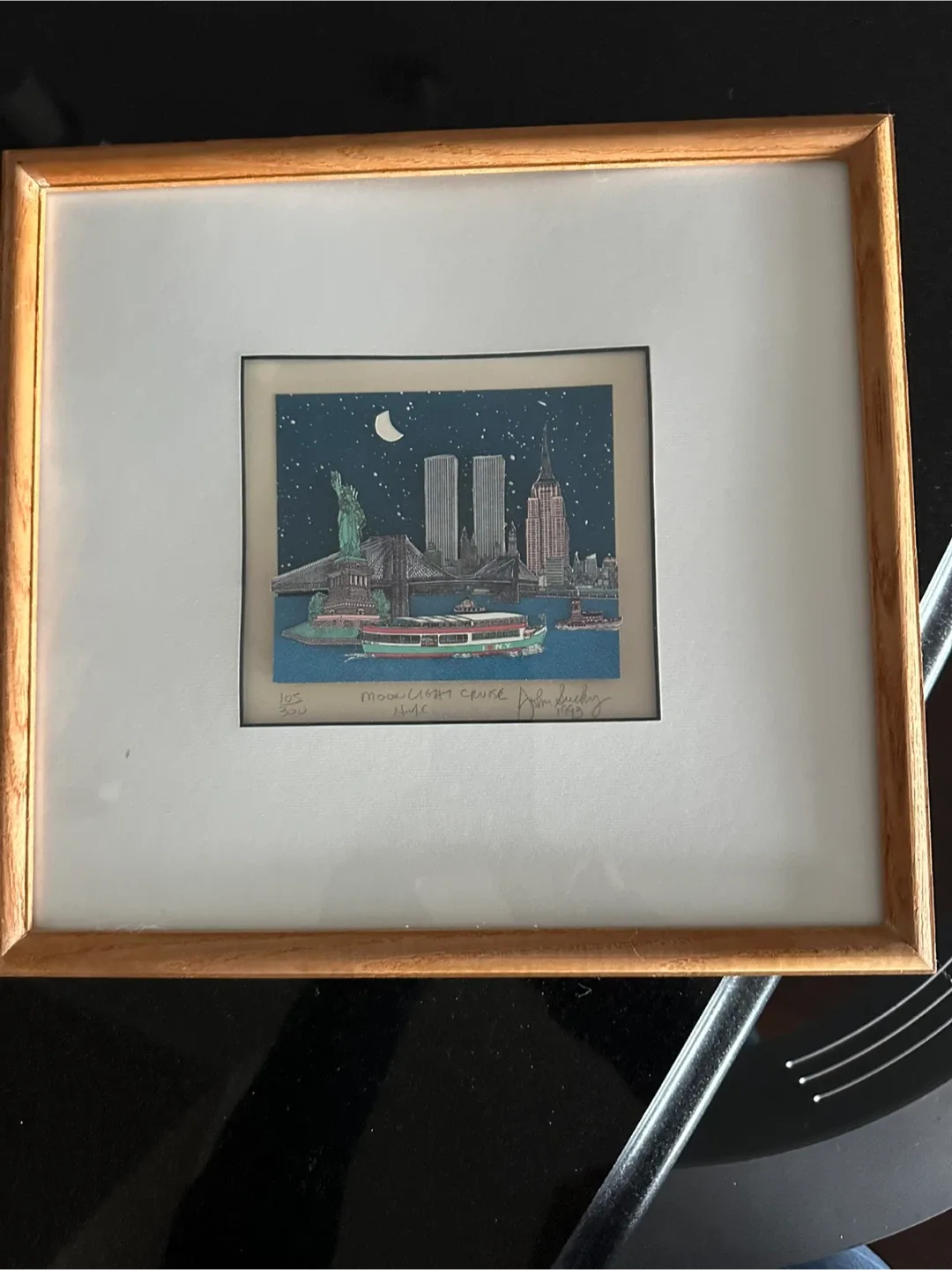 Framed Moon Light Cruise NYC Print