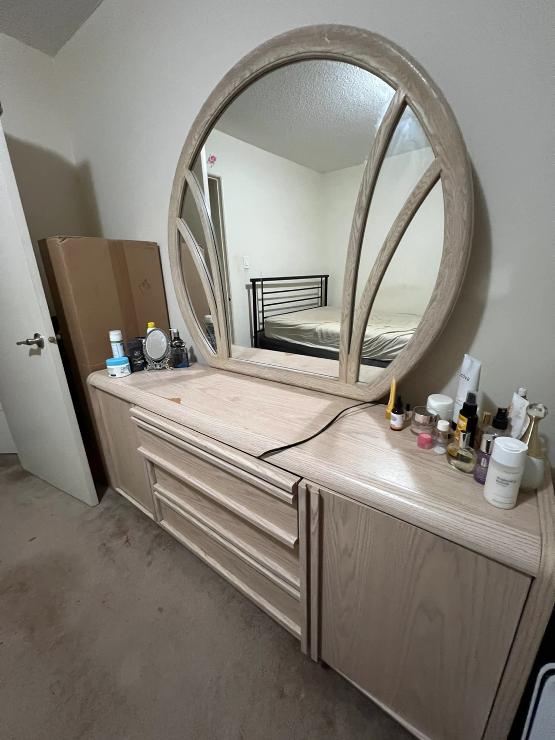 Wooden dresser with mirror