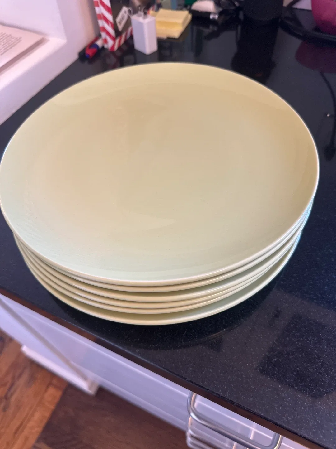 Set of six Light Green Dinner Plates