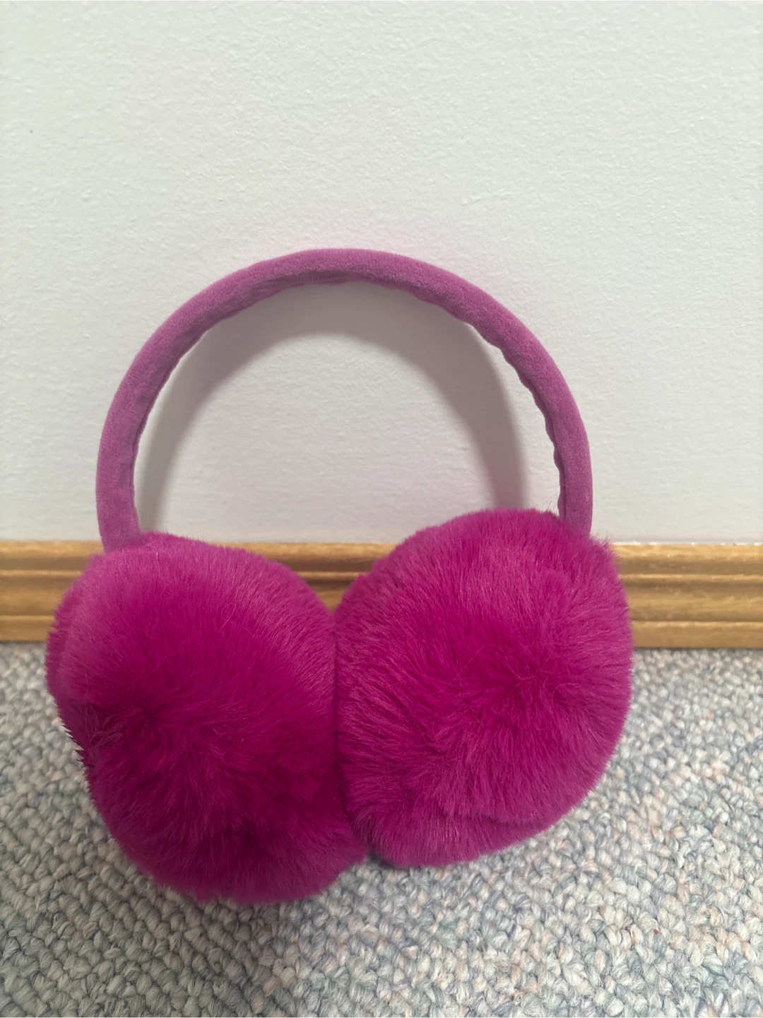 Fuzzy Pink Earmuffs - Keep Warm!