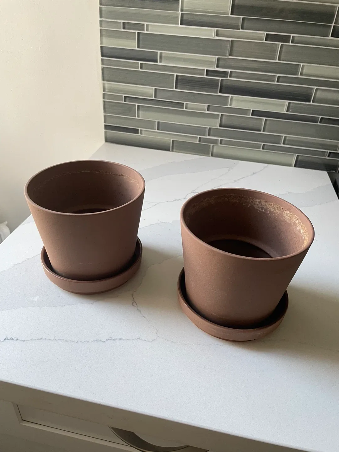 Flower Pots Set of 4 - Brown and Grey