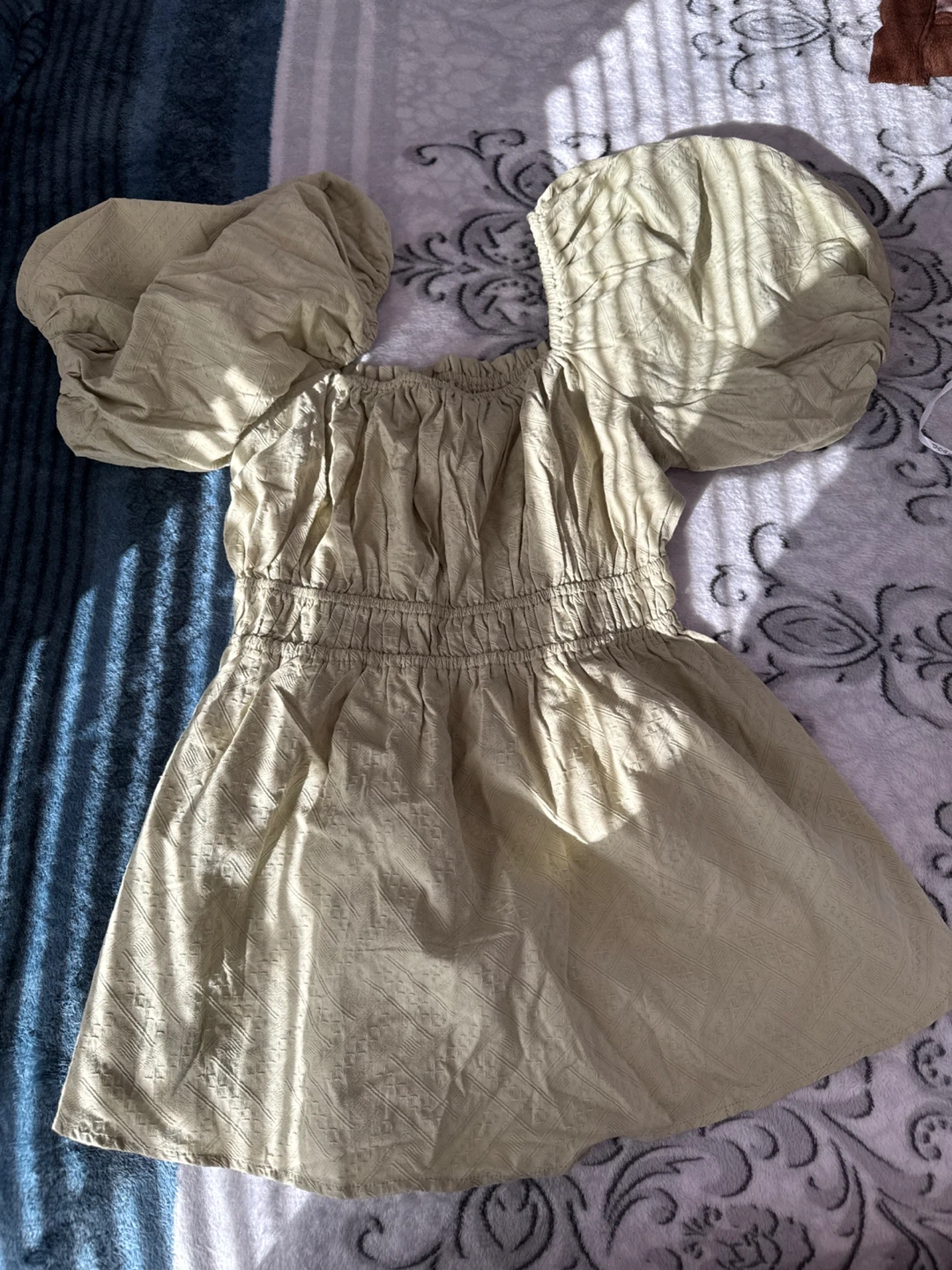 Puff Sleeve Dress - Olive Green