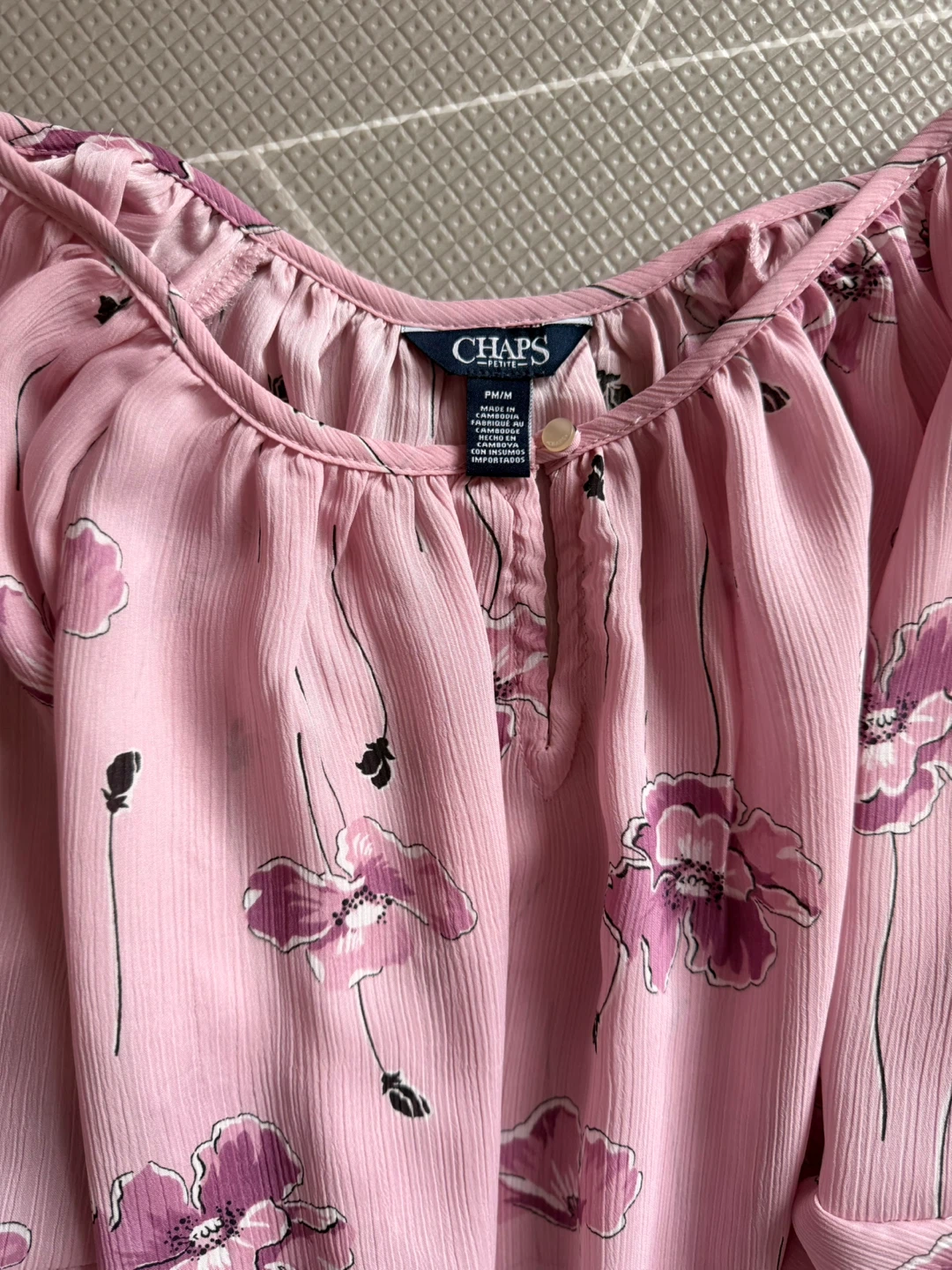Chaps Pink Floral Blouse - Size M - photo 2