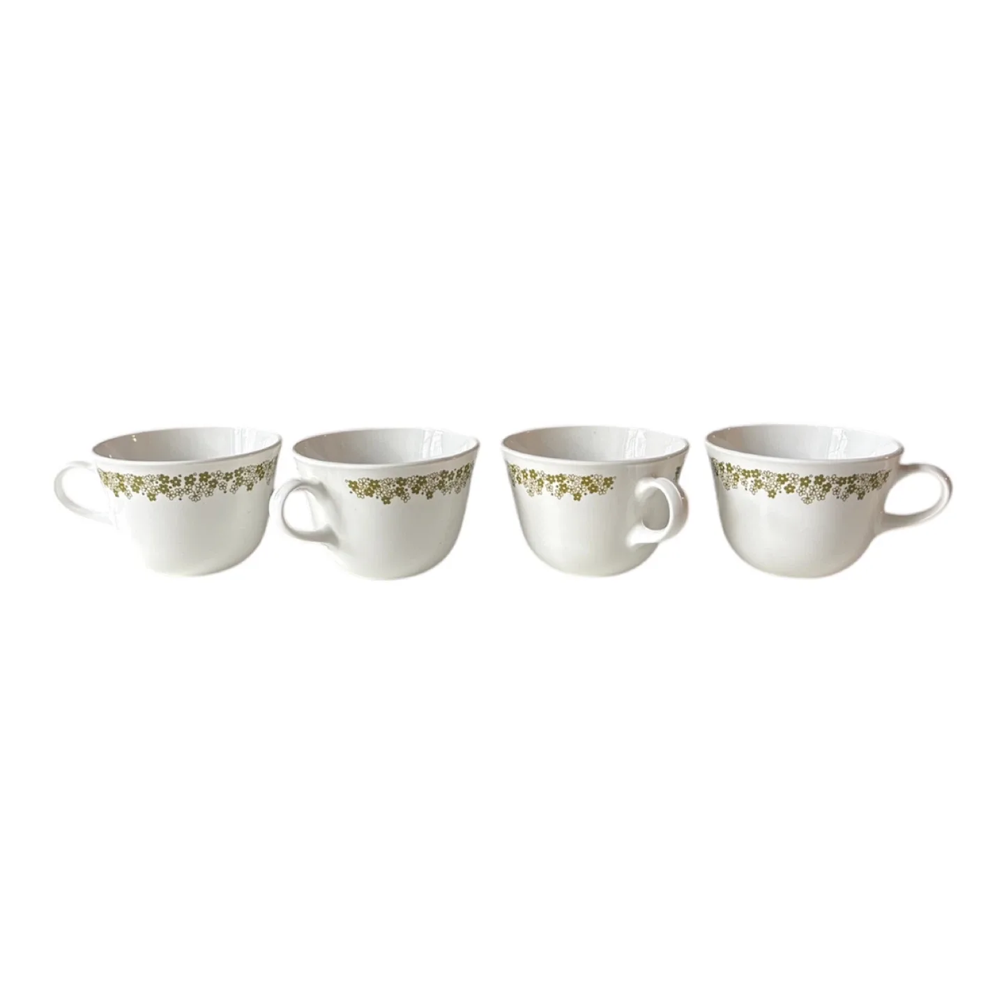 Corelle White Green Crazy Daisy Floral Tea Cup Mugs Set of 4 image indicator(6)