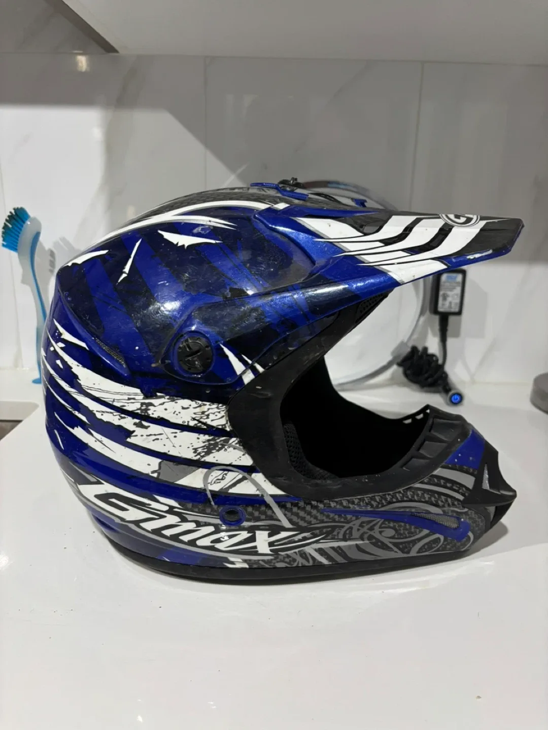 GMAX Off-Road Helmet - Blue/White image indicator(3)