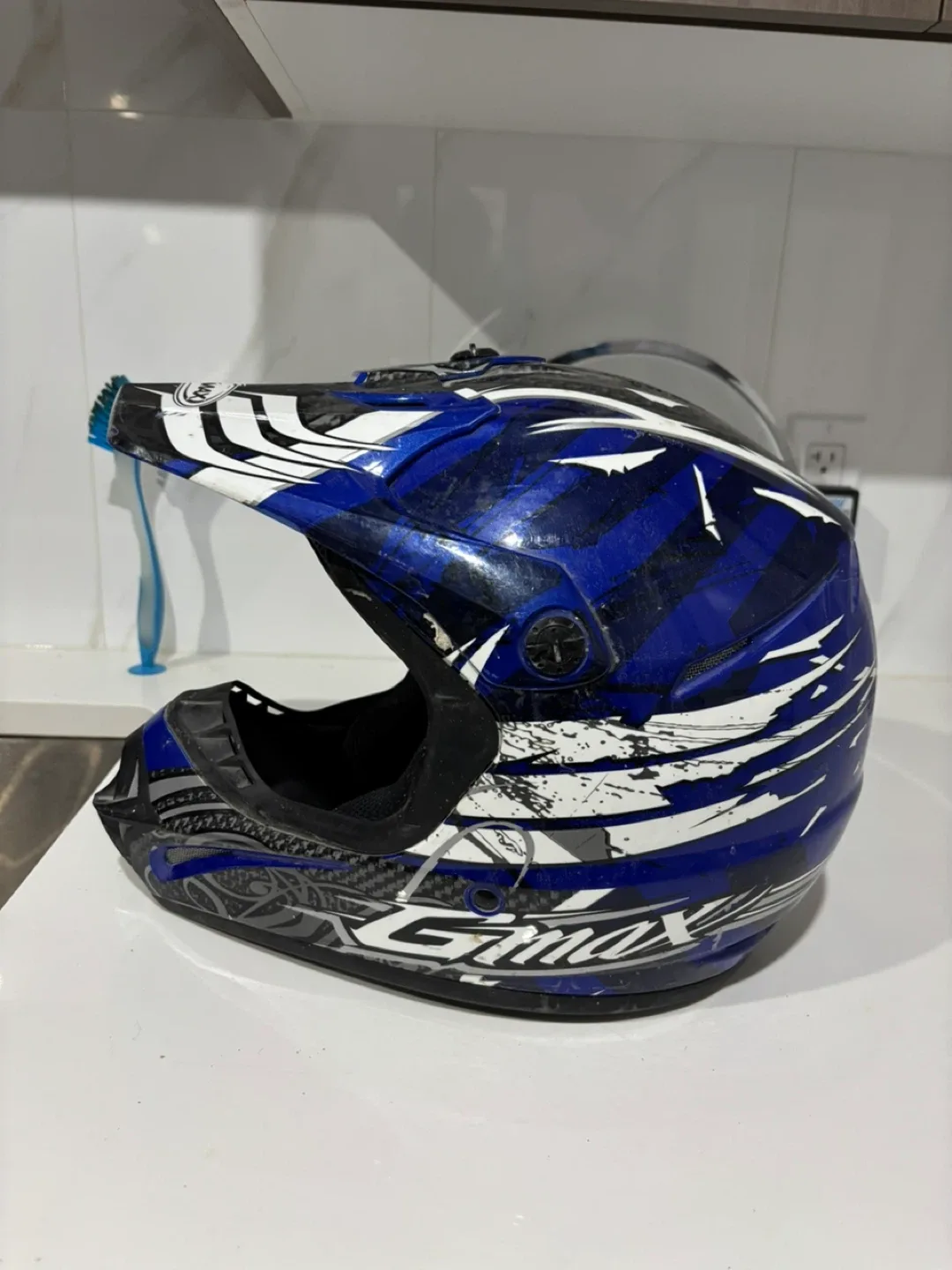 GMAX Off-Road Helmet - Blue/White