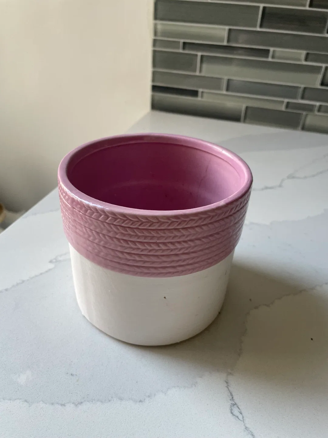 Pink & White Ceramic Planter