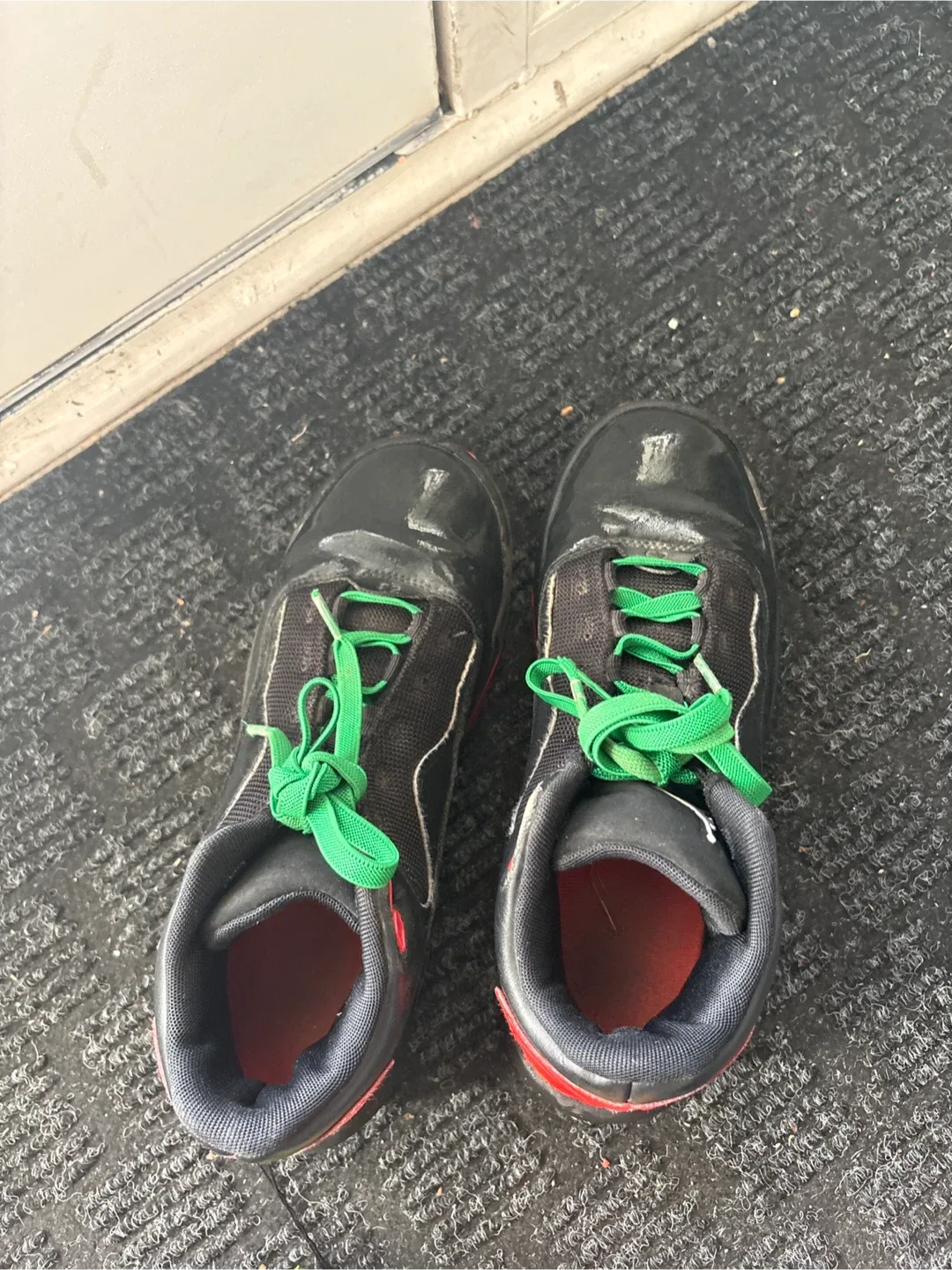 Jordan basketball shoes, black and red slip on