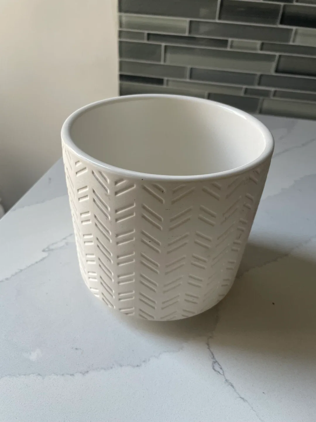 White Patterned Ceramic Plant Pot