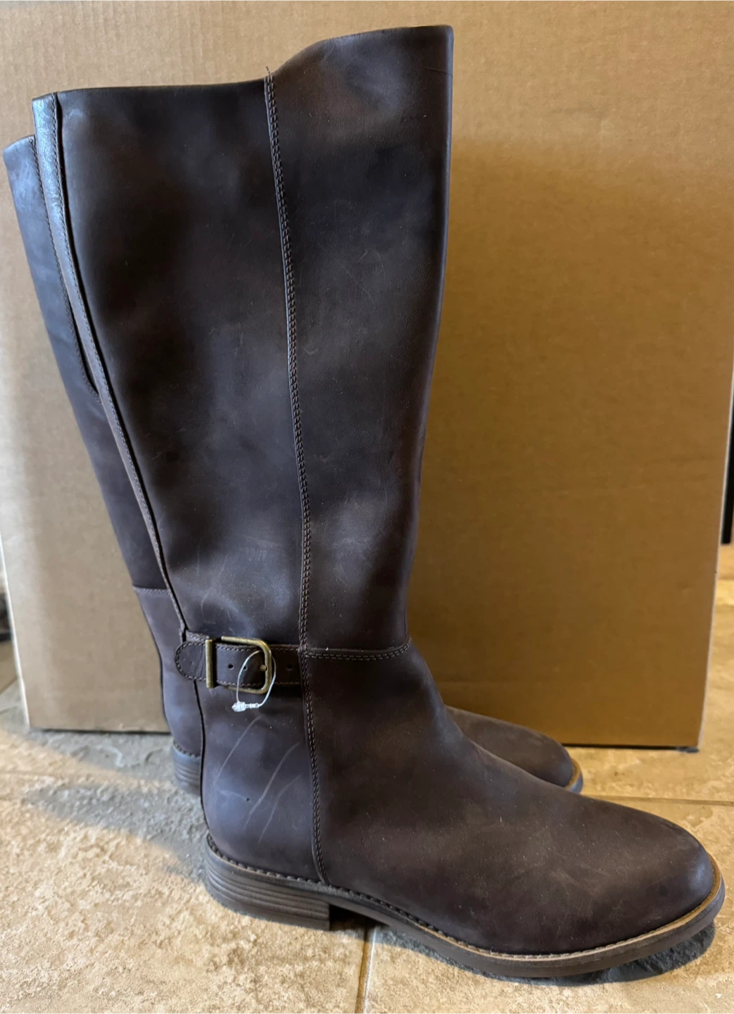 Clarks Brown Leather Knee High Boots - Size 8.5