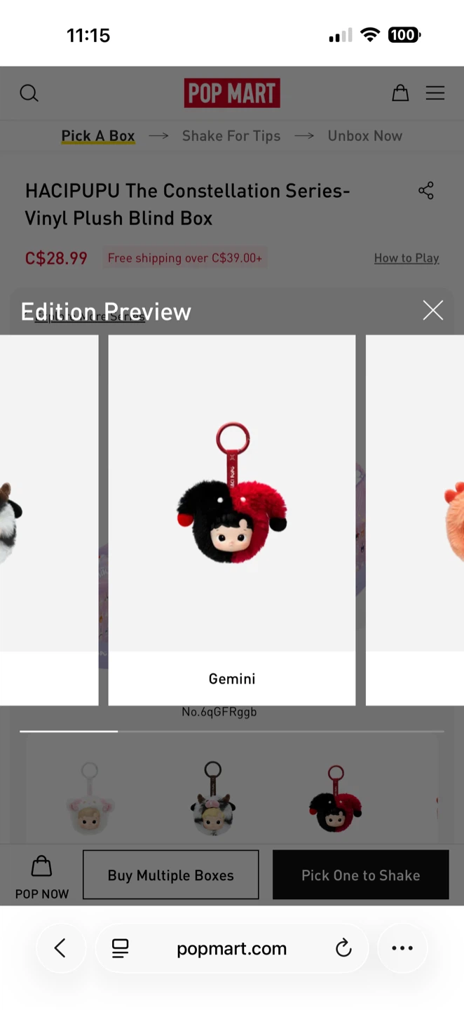 Popmart HACIPUPU Gemini Plush Keychain