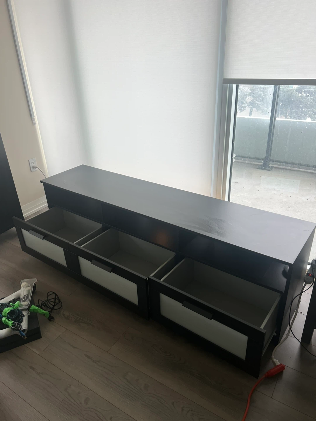 Black TV Stand with Storage for 75inch tv - photo 2