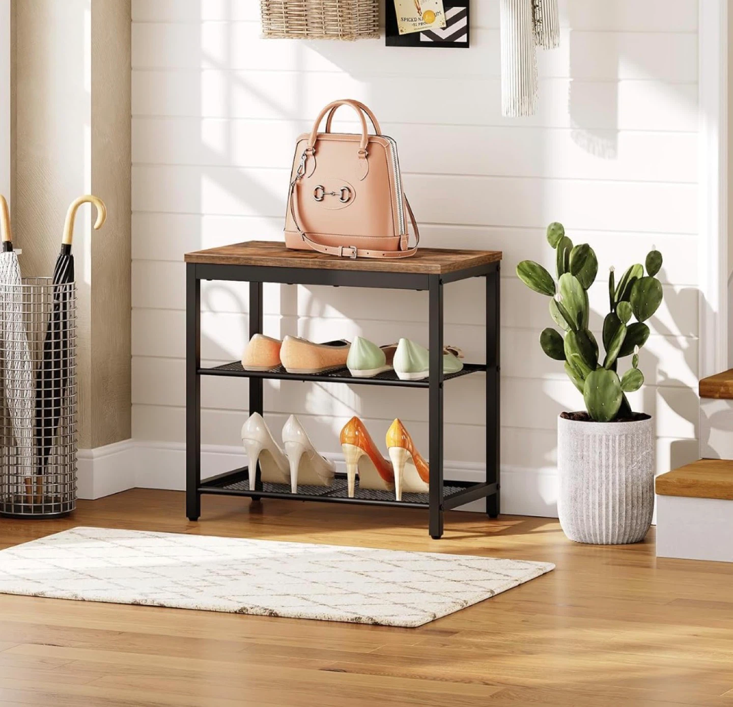 Industrial Entryway/ Side Table / shoe rack - photo 2