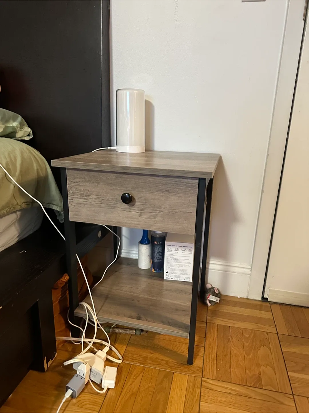 Two Nightstand with Drawer & Shelf
