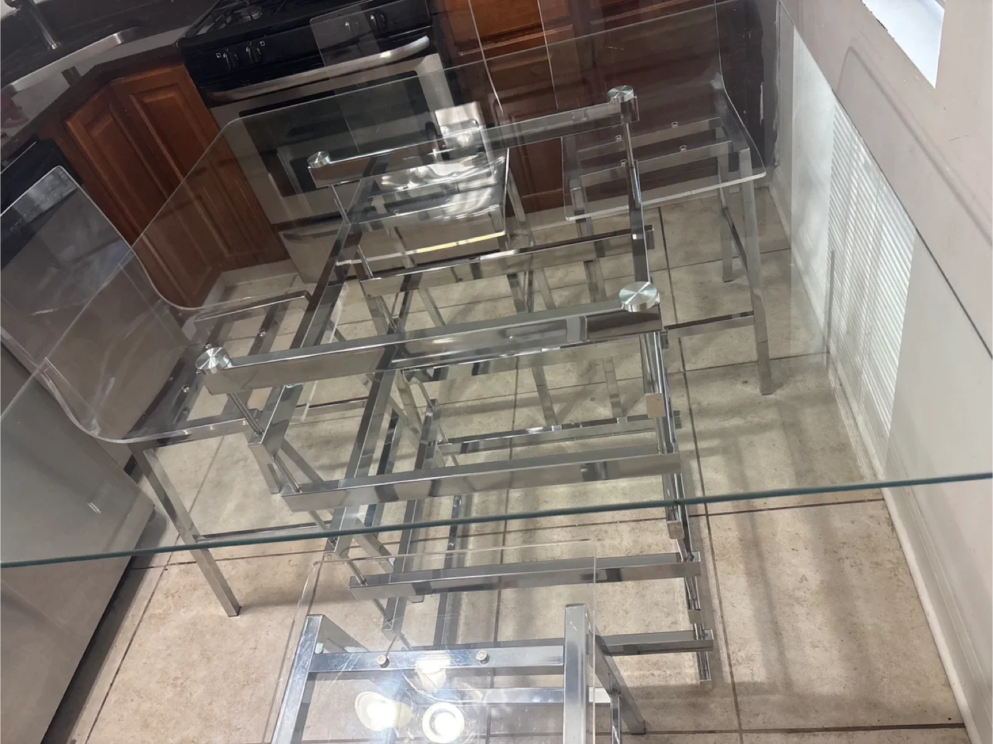 Glass Top Dining Table Set with 4 Chairs image indicator(2)