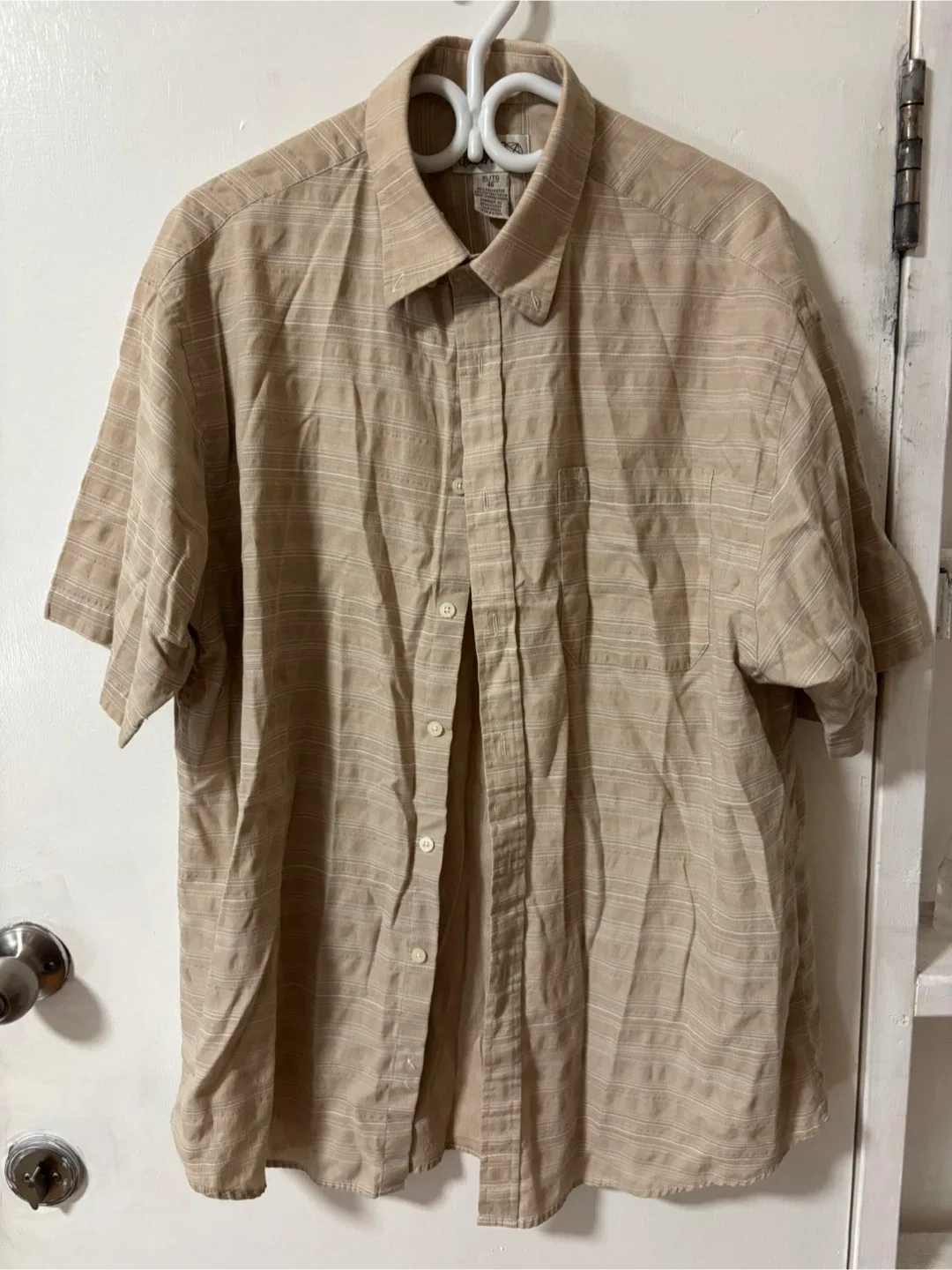 Vintage Arnold Palmer Beige Striped Button Down Shirt