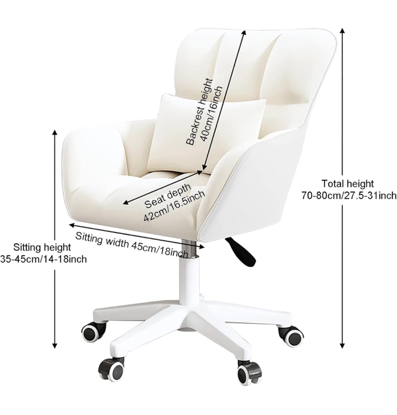 Ivory White Padded Office Chair - photo 3