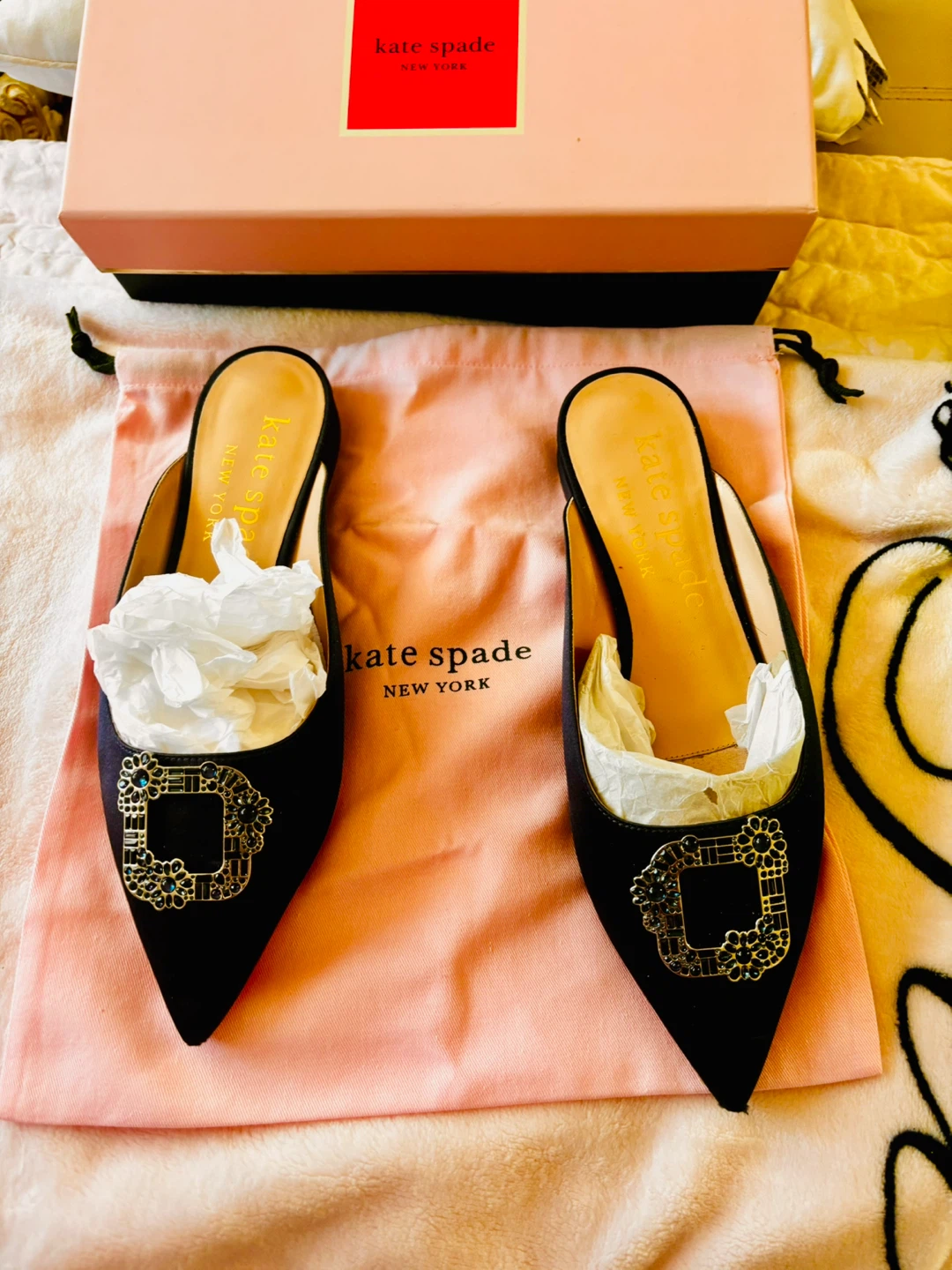 Kate Spade Navy Blue Embellished Mules - Size 10