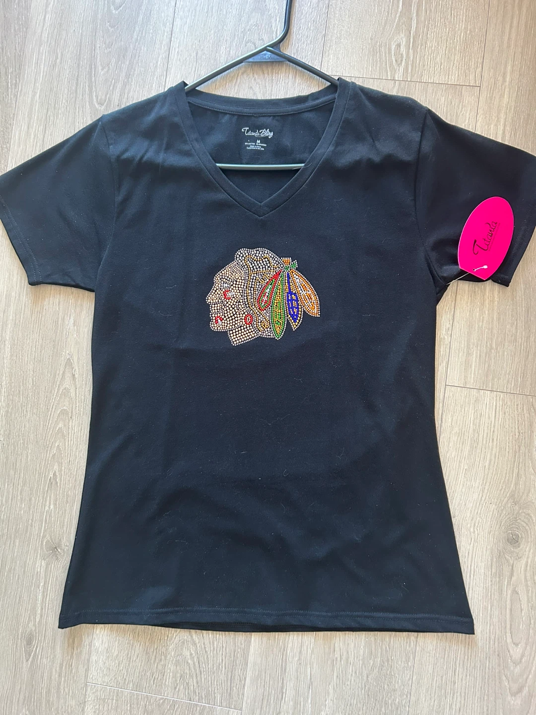 Titania Bling Black Chicago Blackhawks T-Shirt - Size M