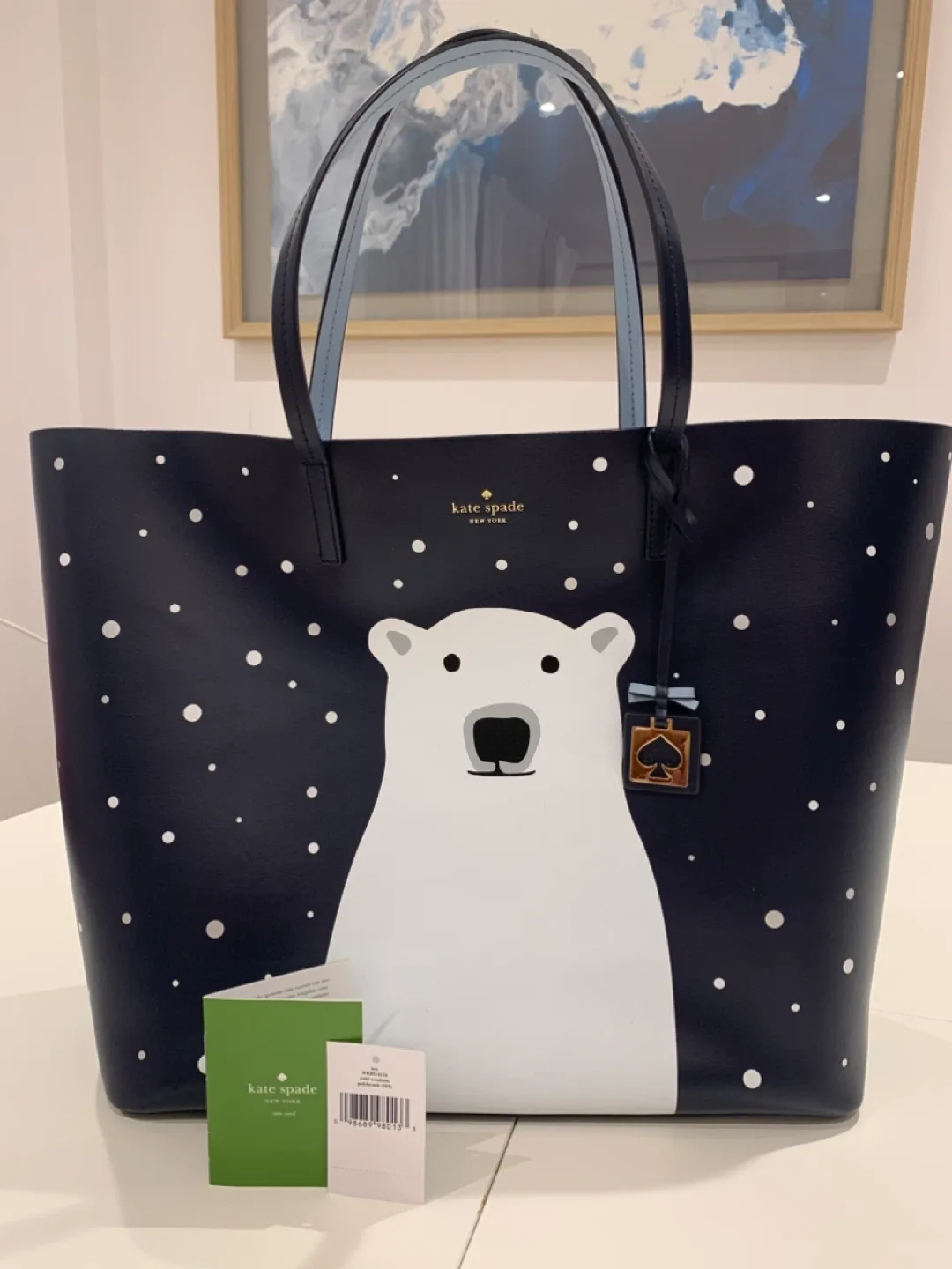 💙 New Kate Spade Len Polar Bear XL Tote Bag 💙 image indicator(4)