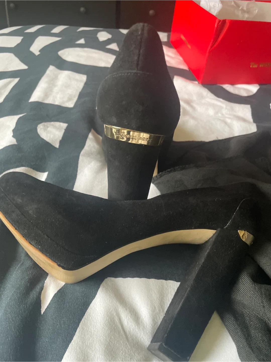 Michael Kors Black Suede Heels Size 8 image indicator(3)