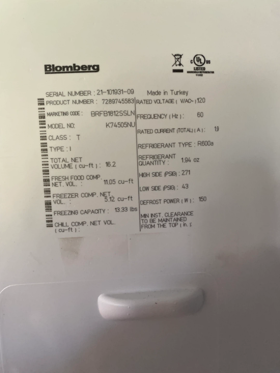 Blomberg K74505NU Refrigerator - photo 5