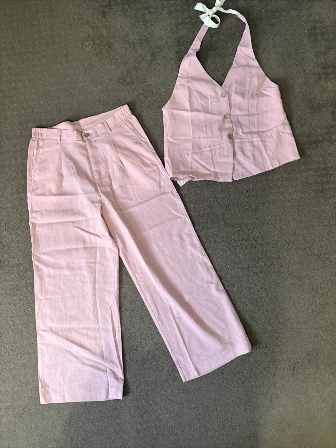 New Pink Halter Top & Pants Set - Size M