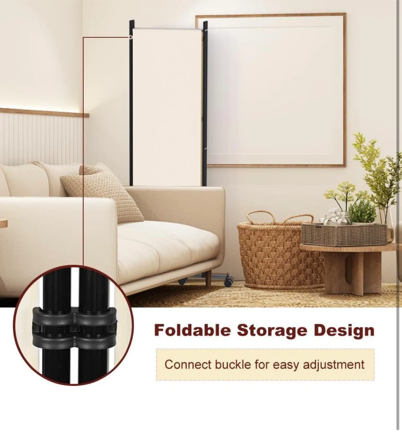 4 Panel Room Divider - Beige image indicator(7)