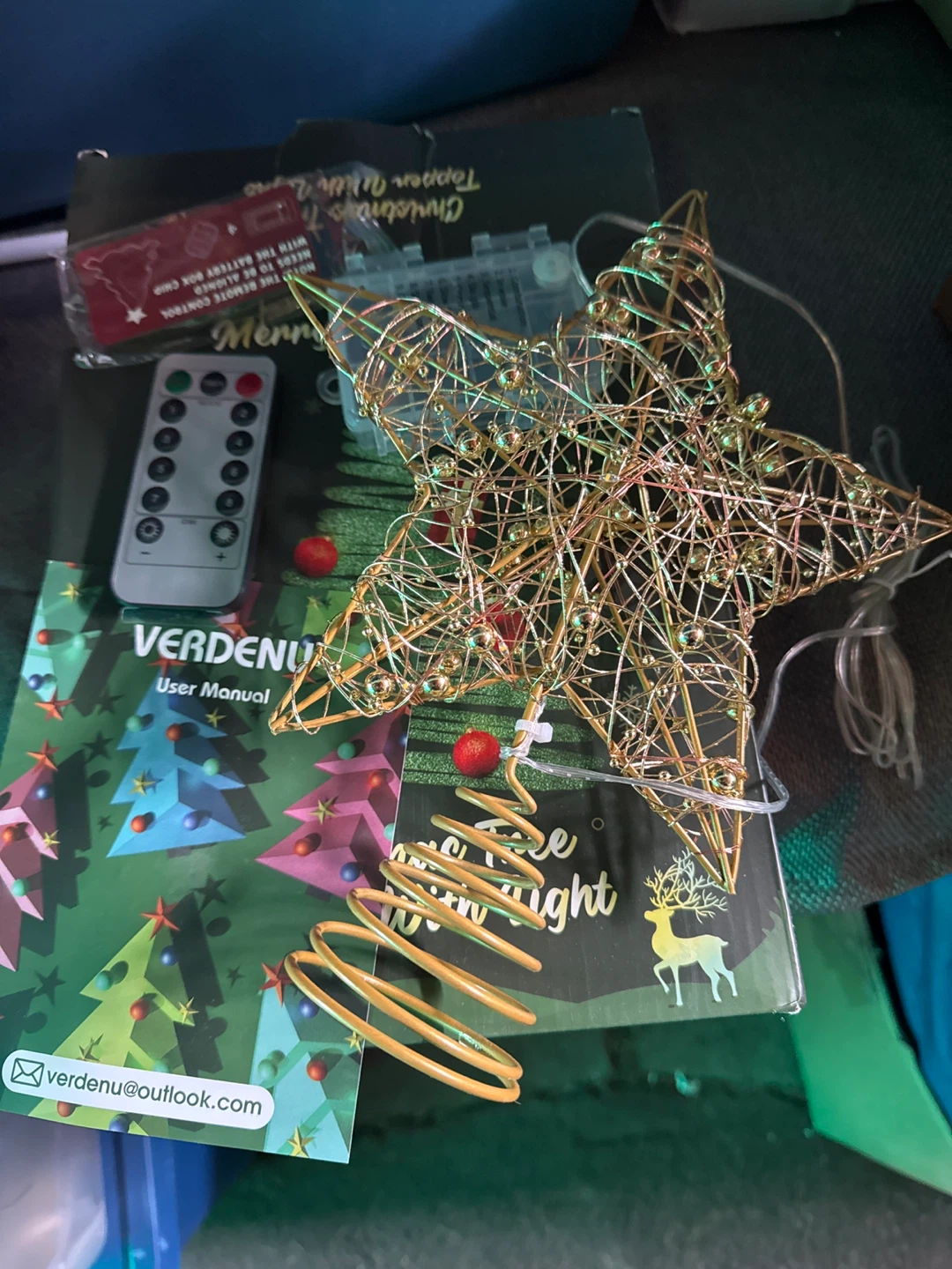 Verdenu Christmas Tree Topper with Lights & Remote
