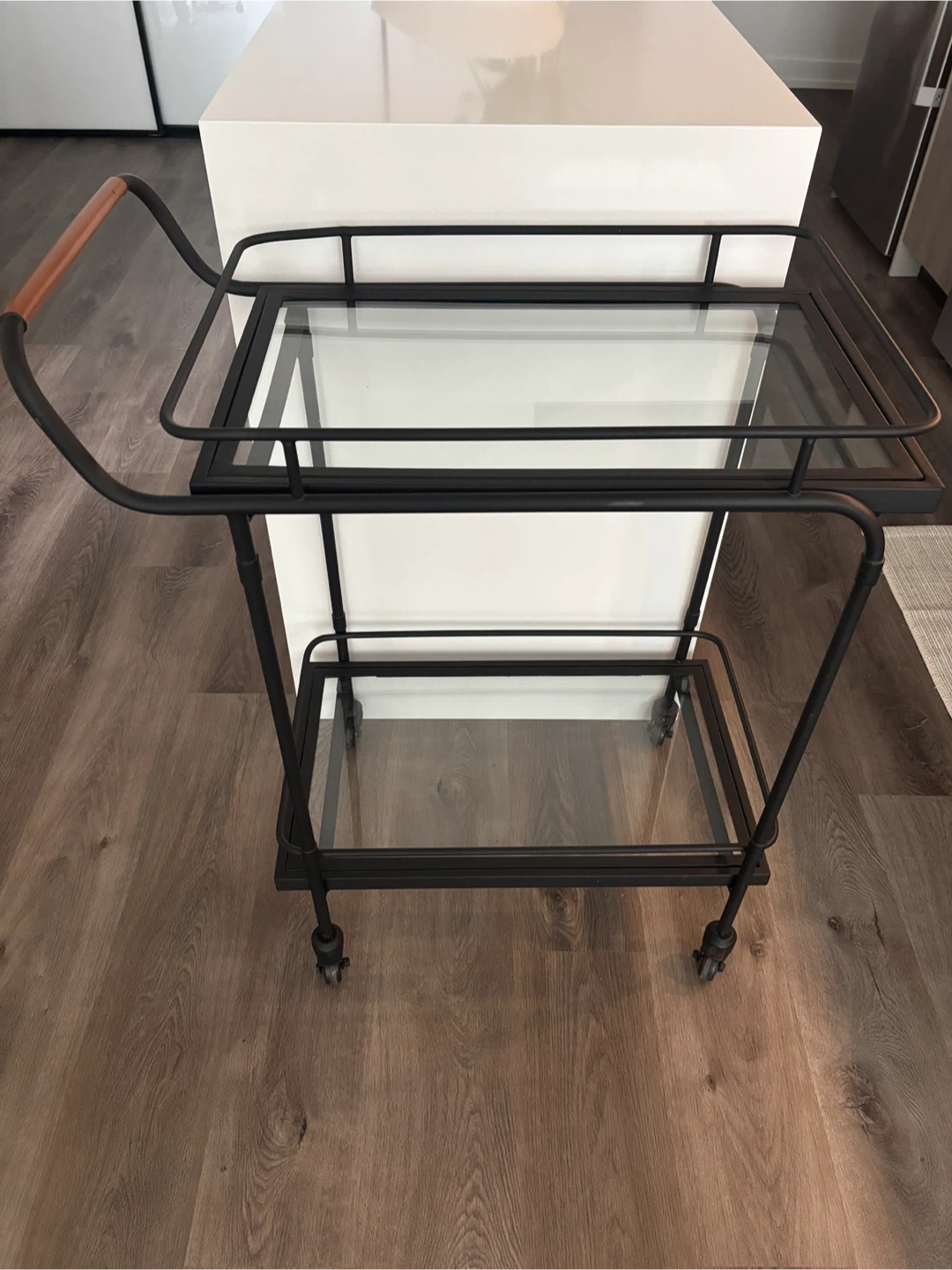 Black Metal & Glass Bar Cart