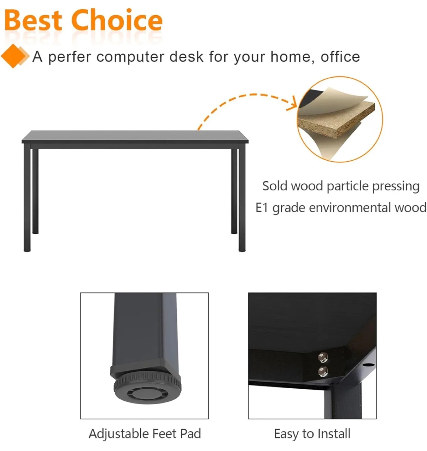 Black Computer Desk - 39.4 x 15.7 inches image indicator(3)