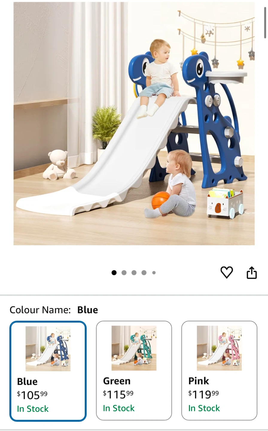 Toddler Slide with Basketball Hoop - Blue - photo 2