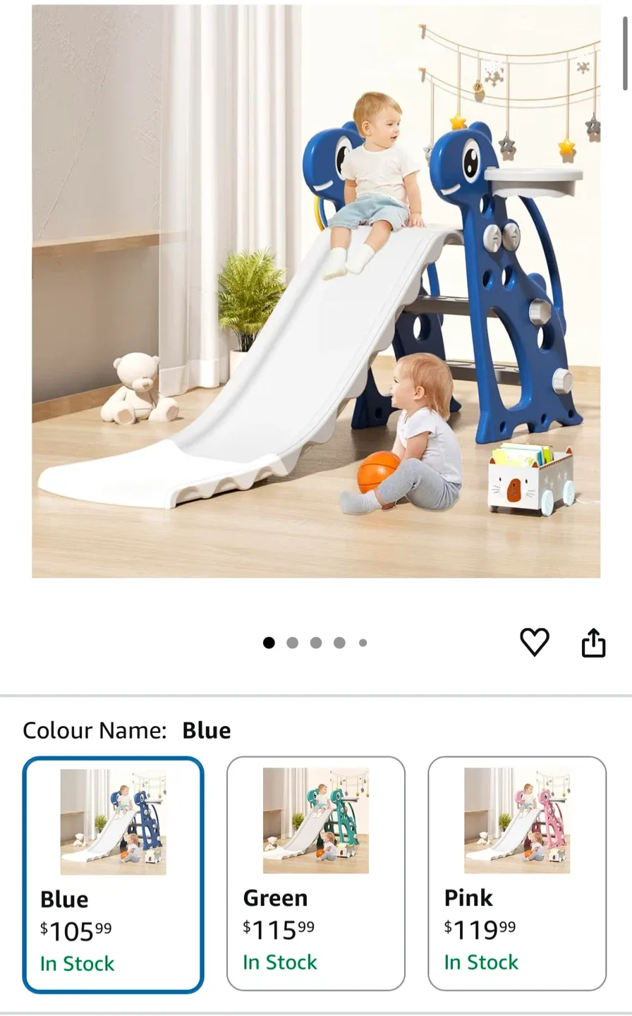 Toddler Slide with Basketball Hoop - Blue image indicator(2)