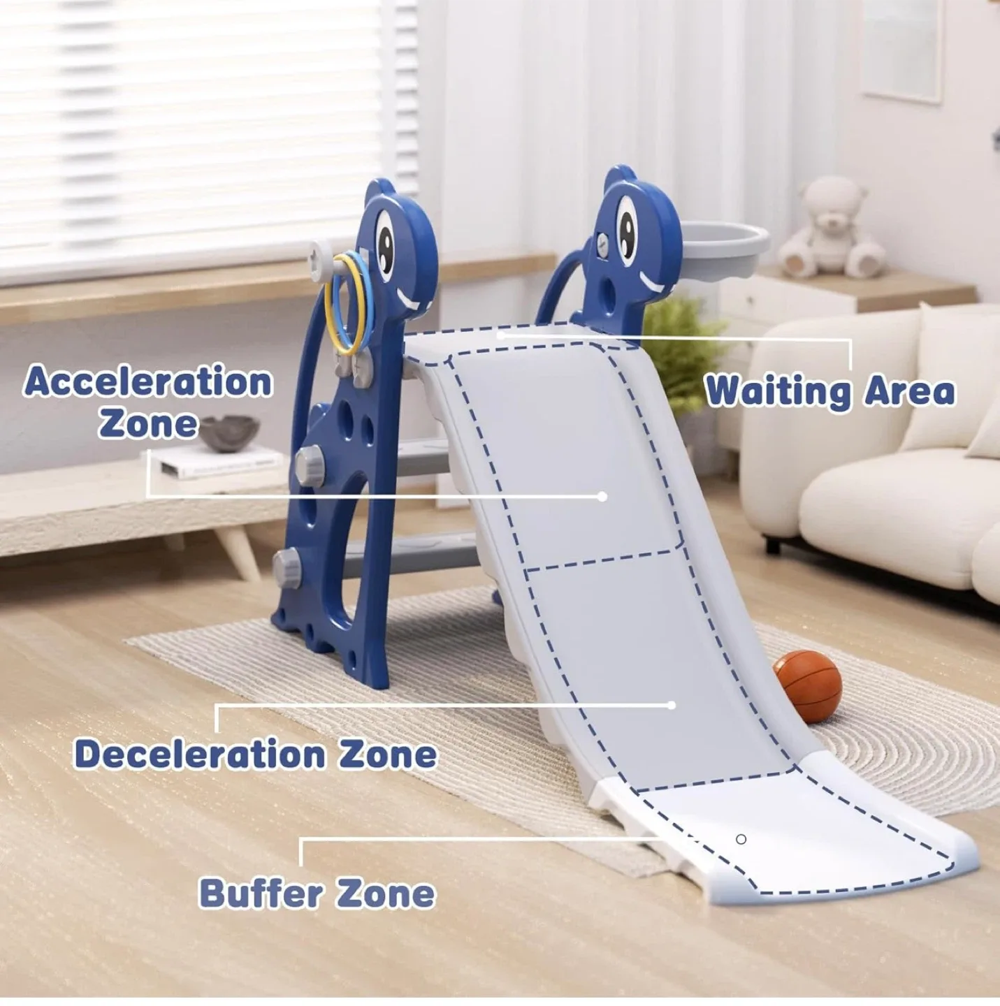Toddler Slide with Basketball Hoop - Blue image indicator(4)