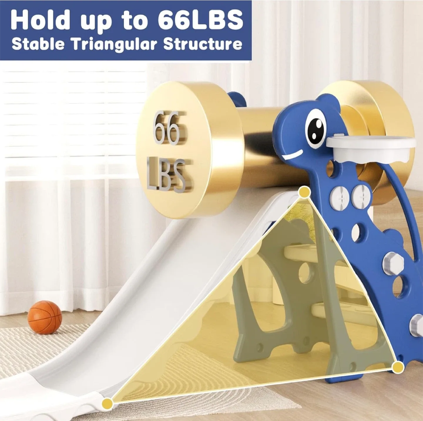 Toddler Slide with Basketball Hoop - Blue image indicator(6)