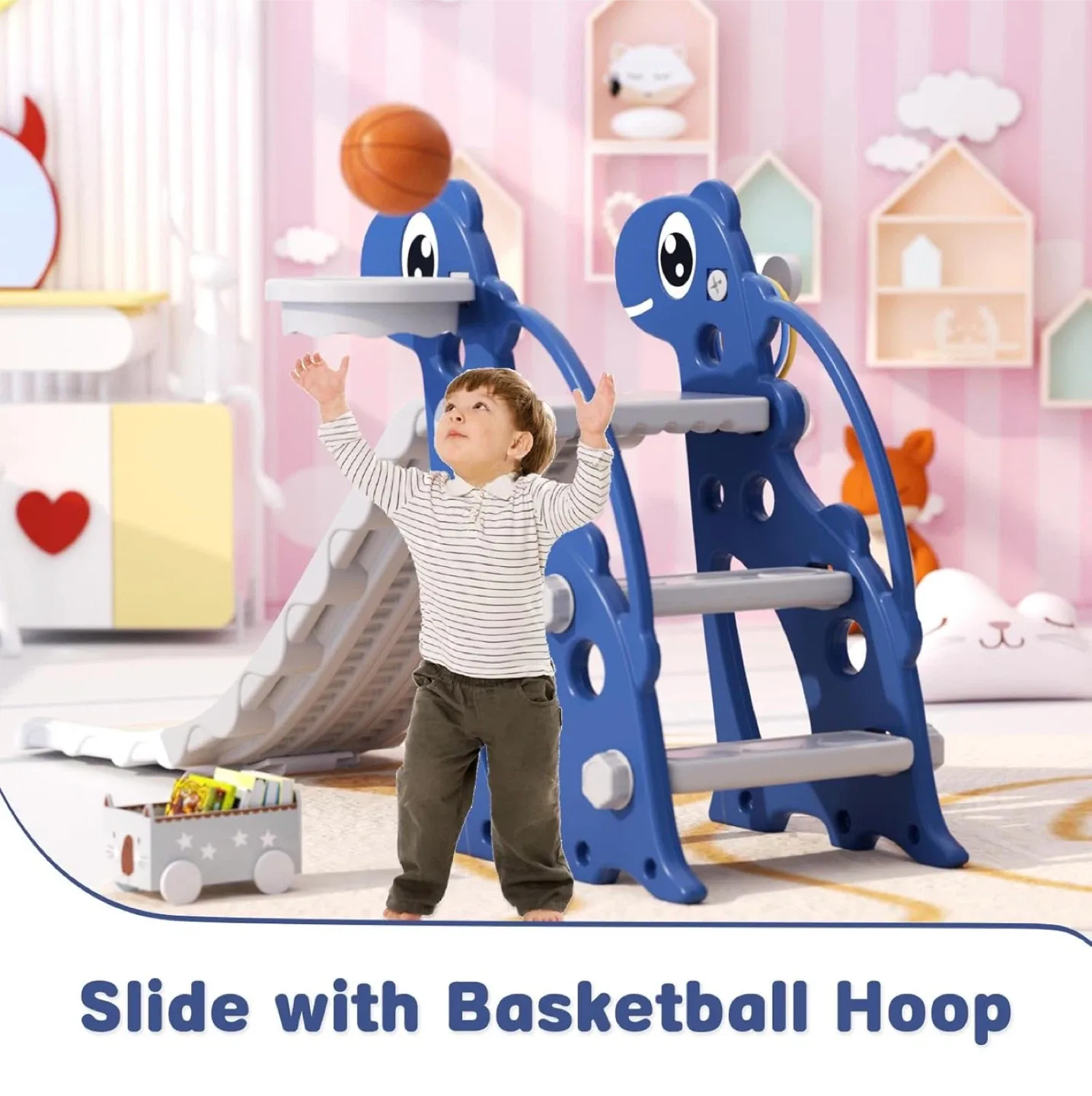 Toddler Slide with Basketball Hoop - Blue image indicator(5)