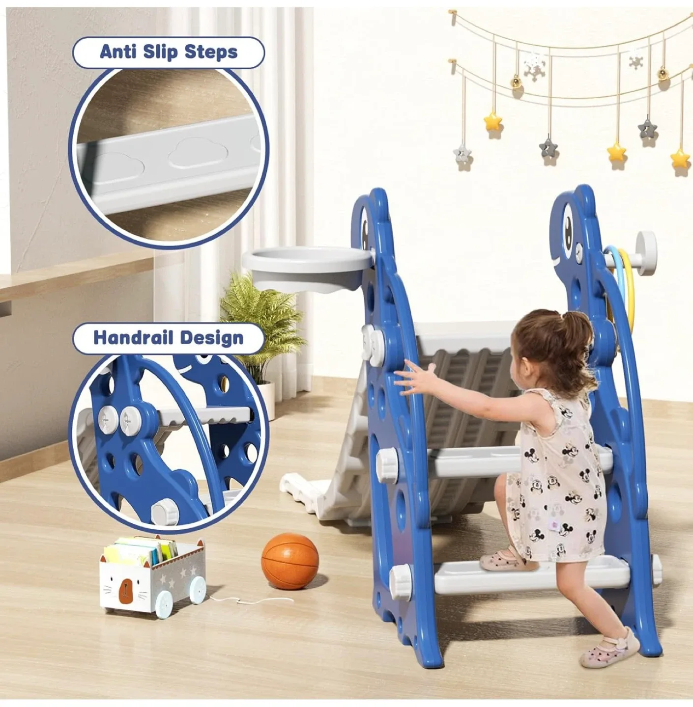 Toddler Slide with Basketball Hoop - Blue image indicator(7)