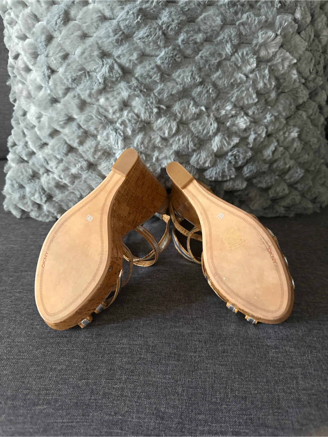 DKNY Silver & Cork Wedge Heels - Size 8.5 - photo 2