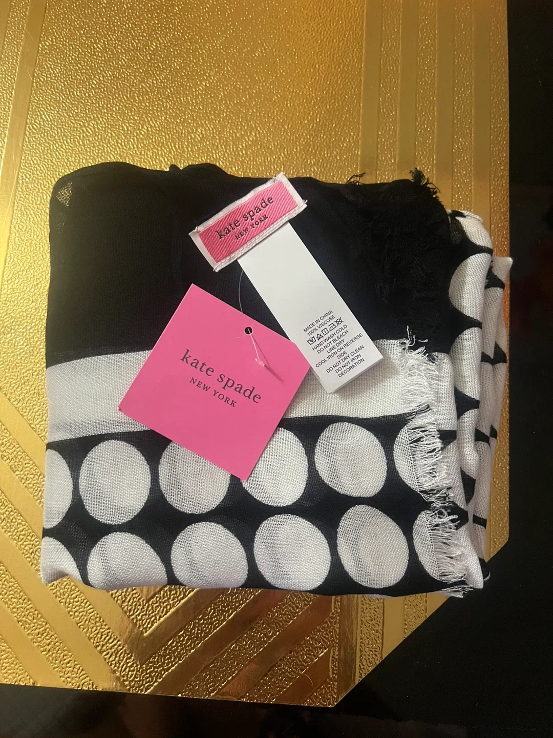 Kate Spade New York Black & White Polka Dot Scarf - New image indicator(3)