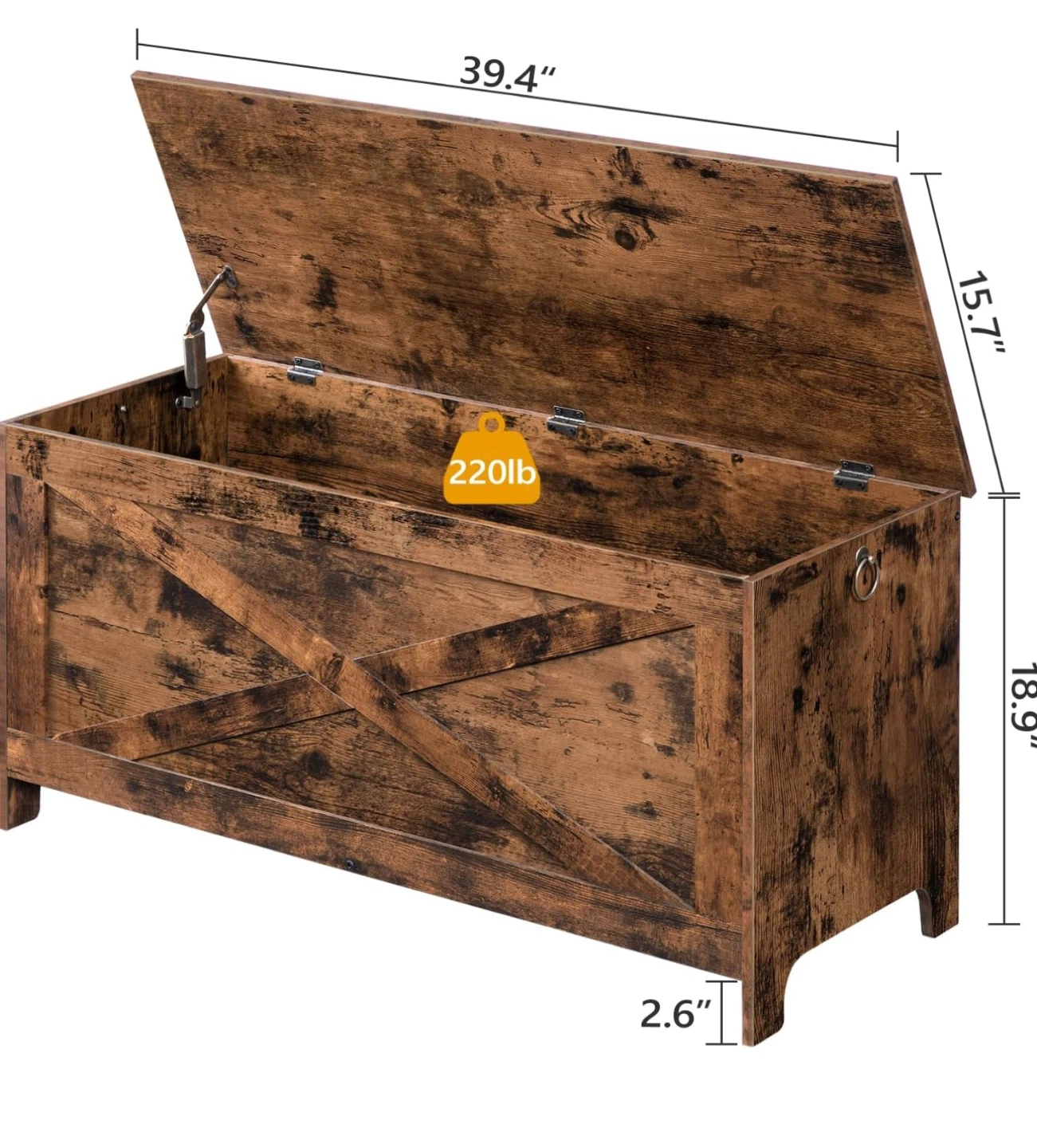 Rustic Brown Wooden Storage Trunk - photo 2