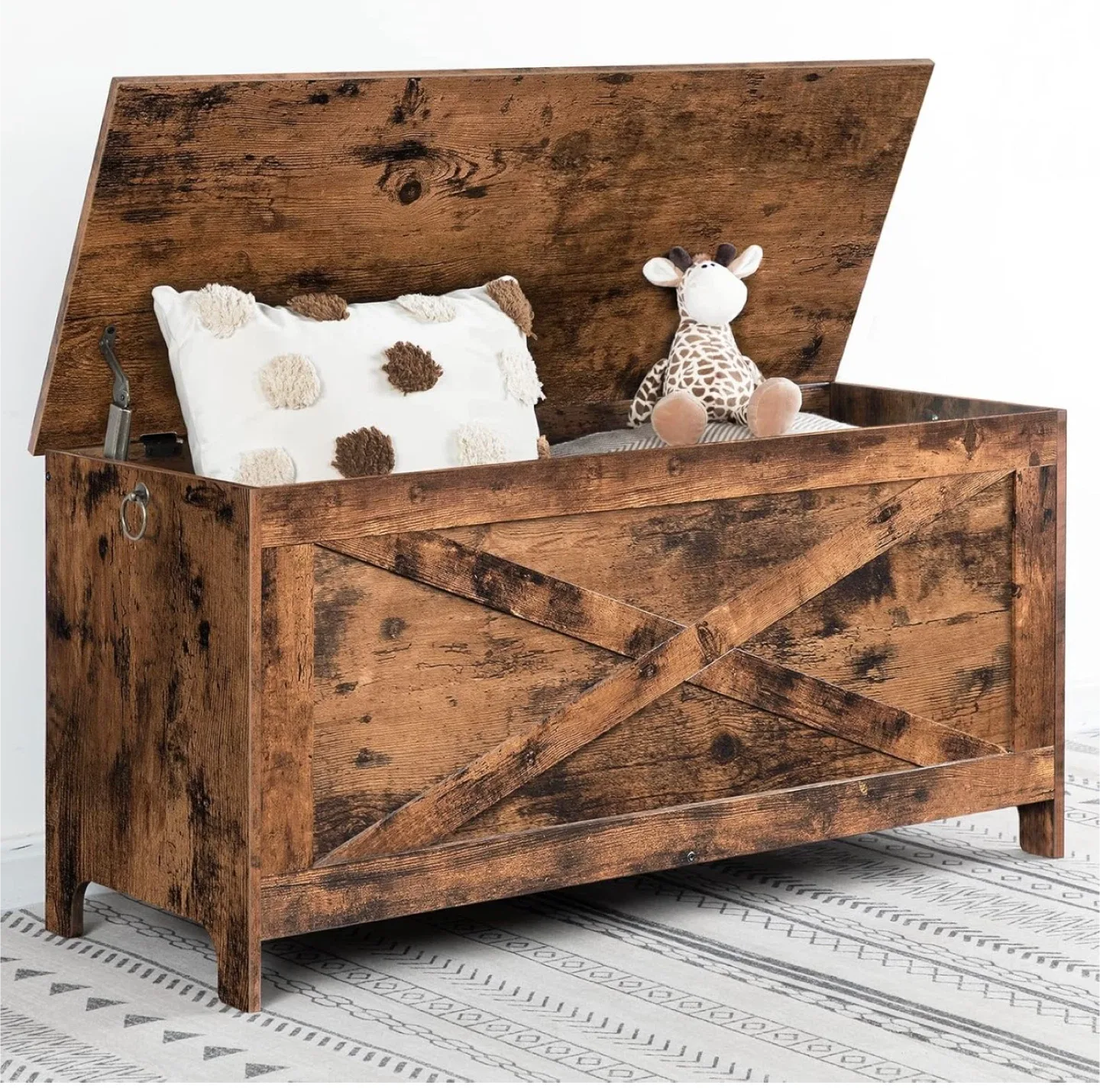 Rustic Brown Wooden Storage Trunk image indicator(3)